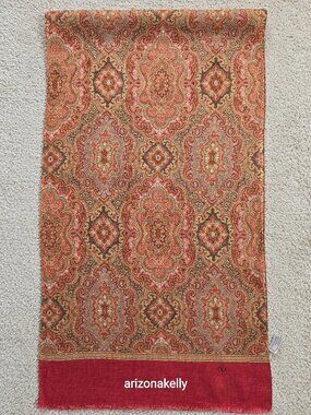 Valentino Linen Scarf Brick Red Earth Tones Autumn Fall